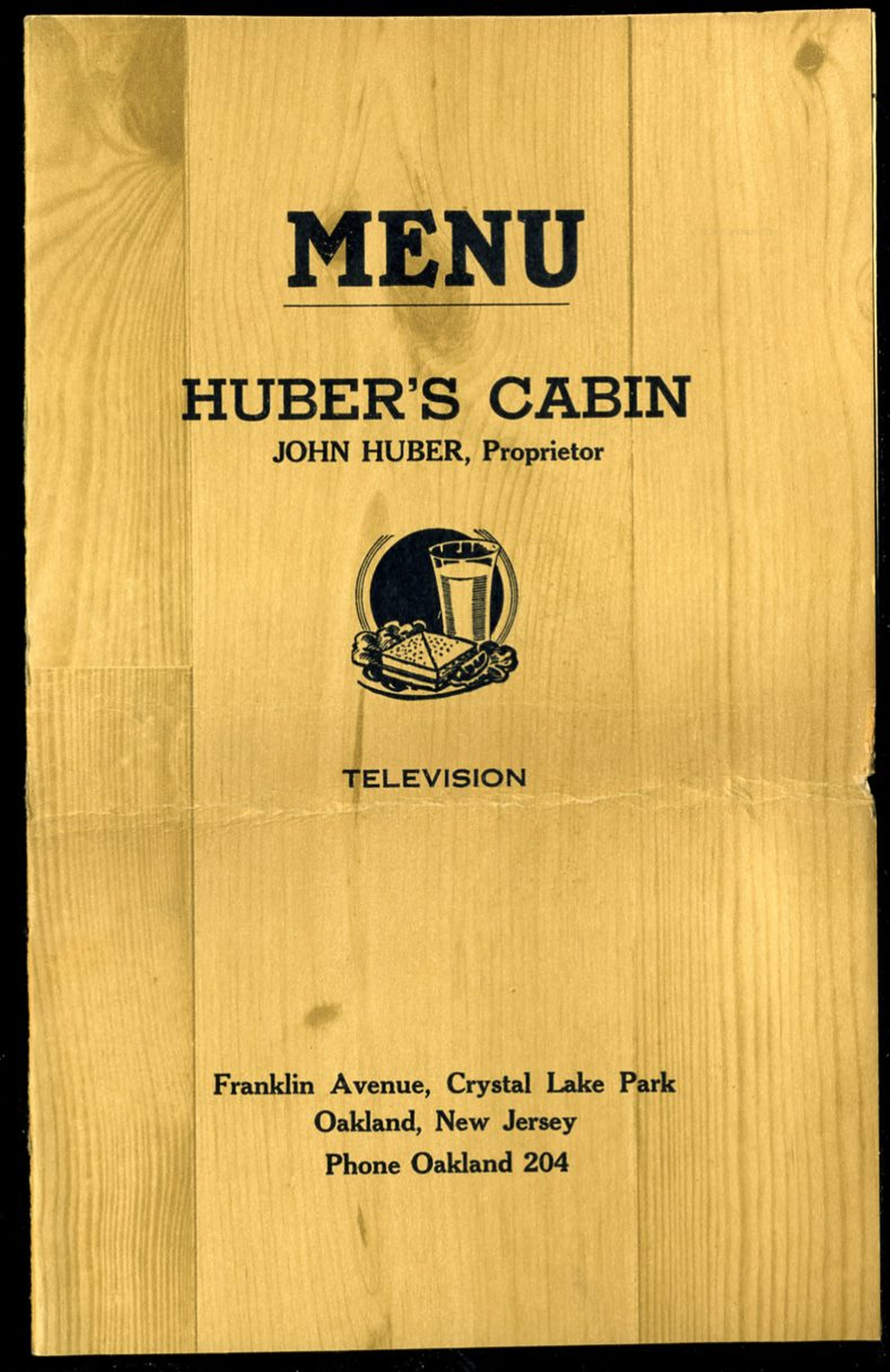 Hubers Crystal Lake Forrest Park Hubers Menu 1930s 1